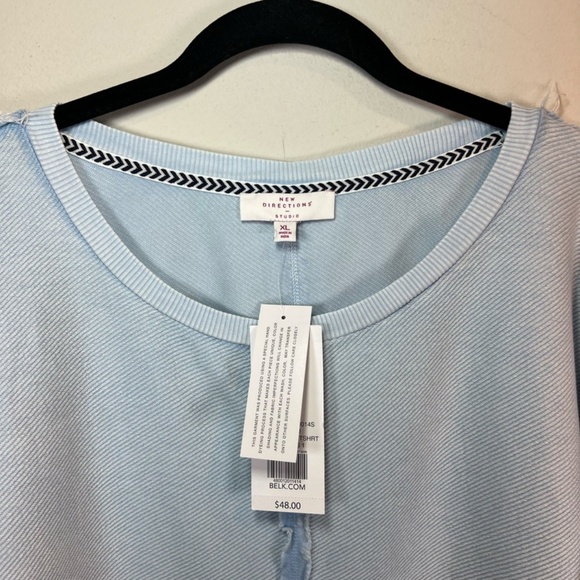 New Directions Studio Women's Raw Seam Loop Pullover Light Blue Textured Size XL - Picture 4 of 11